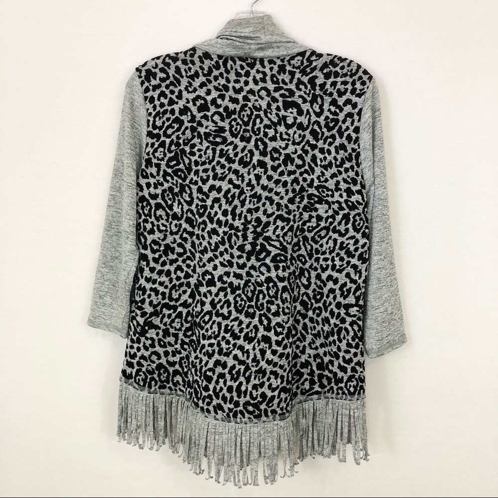 Ruby Rd. Fringe Leopard Print‎ Cowl Neck Top PM - Picture 6 of 11